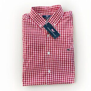 Vineyard Vines Classic Fit Tucker Button Down Shirt Gingham Red Men’s Large NEW
